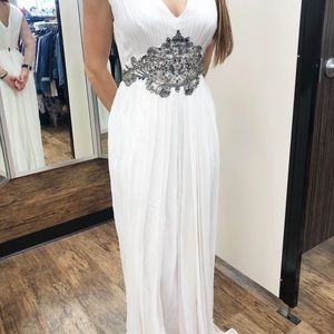 Marchesa Notte white gown- beaded embellishment